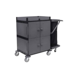 Housekeeping Trolley D - Double with Base, Gray